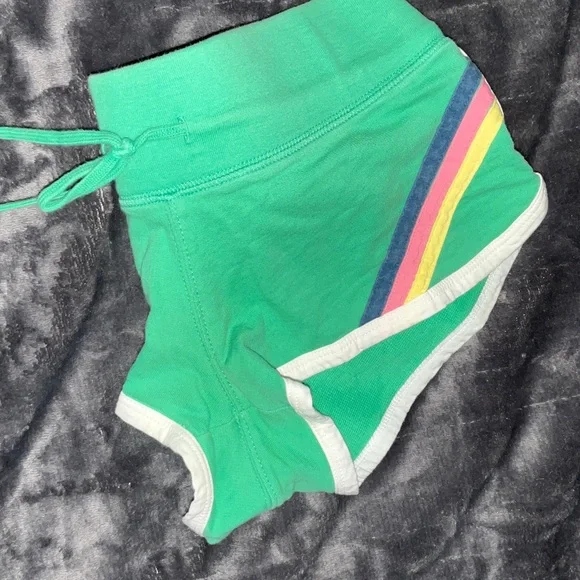 Y2K Vintage Hollister Green Micro Sweat Shorts with Multicolor Stripe XS - Picture 10 of 10